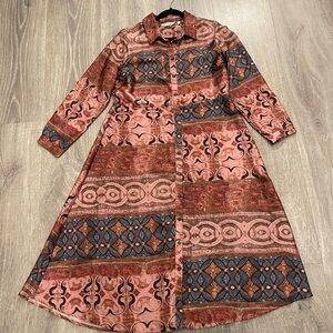 Soft Surroundings Patterned Long Sleeve Dress